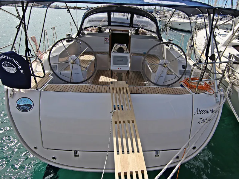 Cockpit of Alessandra, a Bavaria Cruiser 46 sailboat at Općina Sukošan, Croatia