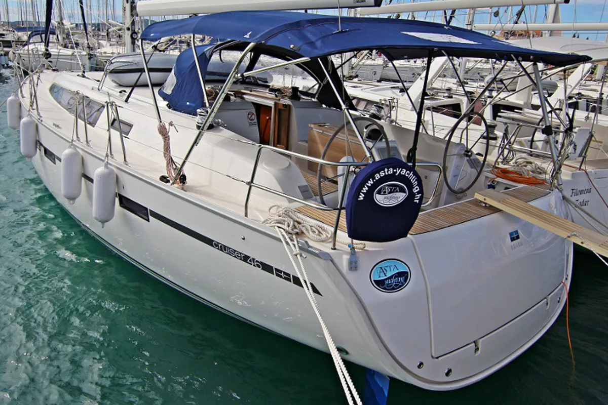 Exterior view of Alessandra, a Bavaria Cruiser 46 sailboat at Općina Sukošan, Croatia