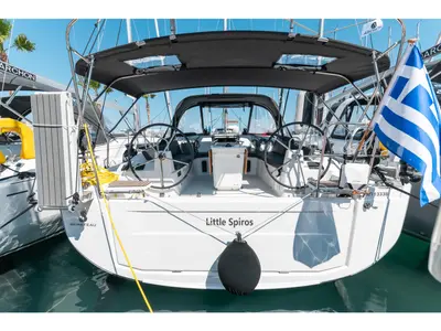 Cockpit of Little Spiros, a Beneteau Oceanis 40.1 sailboat at Kos, Greece