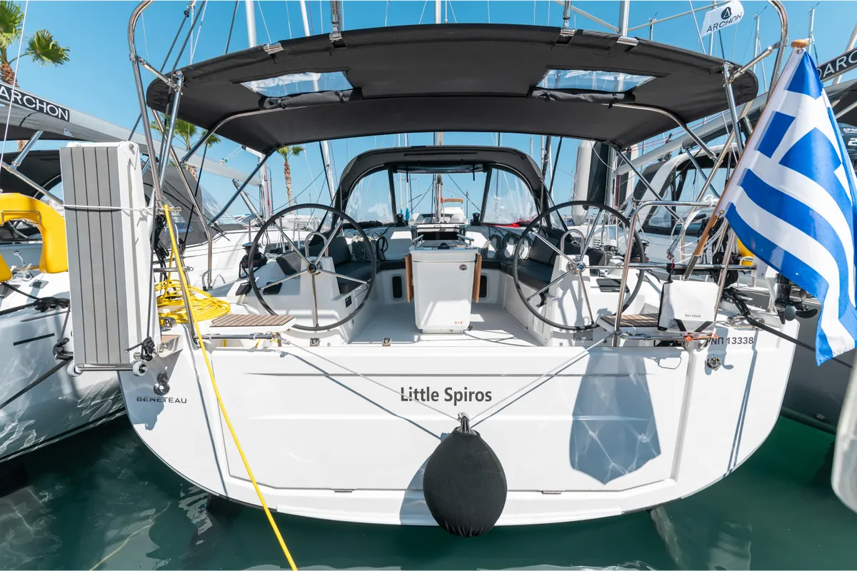 Cockpit of Little Spiros, a Beneteau Oceanis 40.1 sailboat at Kos, Greece