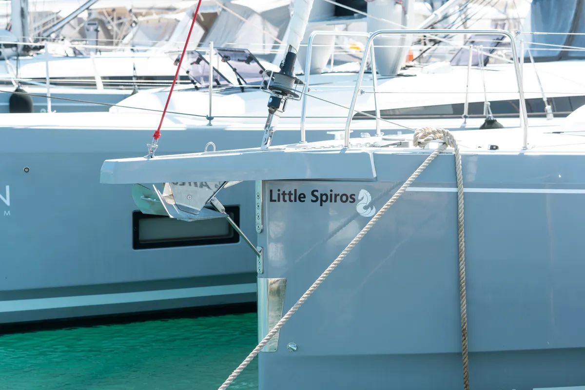 Exterior view of Little Spiros, a Beneteau Oceanis 40.1 sailboat at Kos, Greece