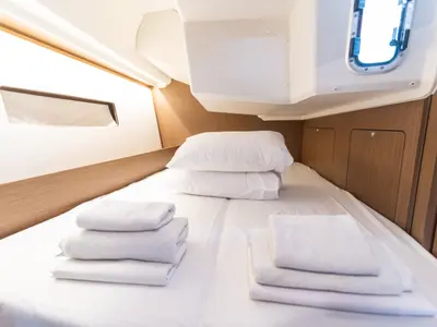 Cabin on Little Spiros, a Beneteau Oceanis 40.1 sailboat at Kos, Greece