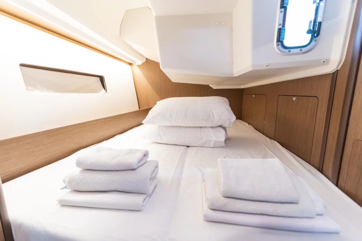 Cabin on Little Spiros, a Beneteau Oceanis 40.1 sailboat at Kos, Greece