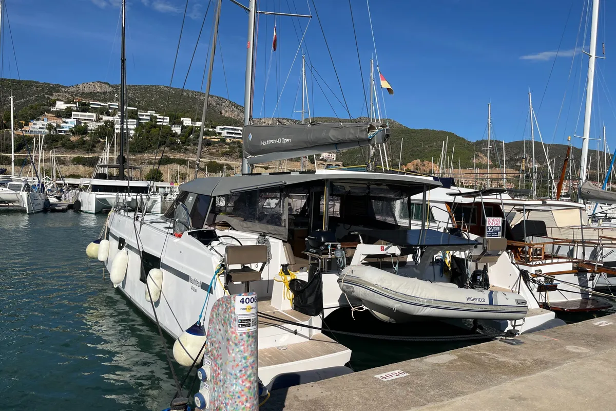 Exterior view of Lollo III, a Nautitech 40 Open catamaran at Punat, Croatia