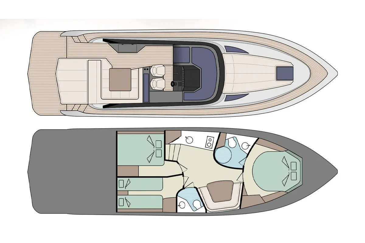 Floor plan of Focus Power 44, a motor yacht at Sukošan, Croatia