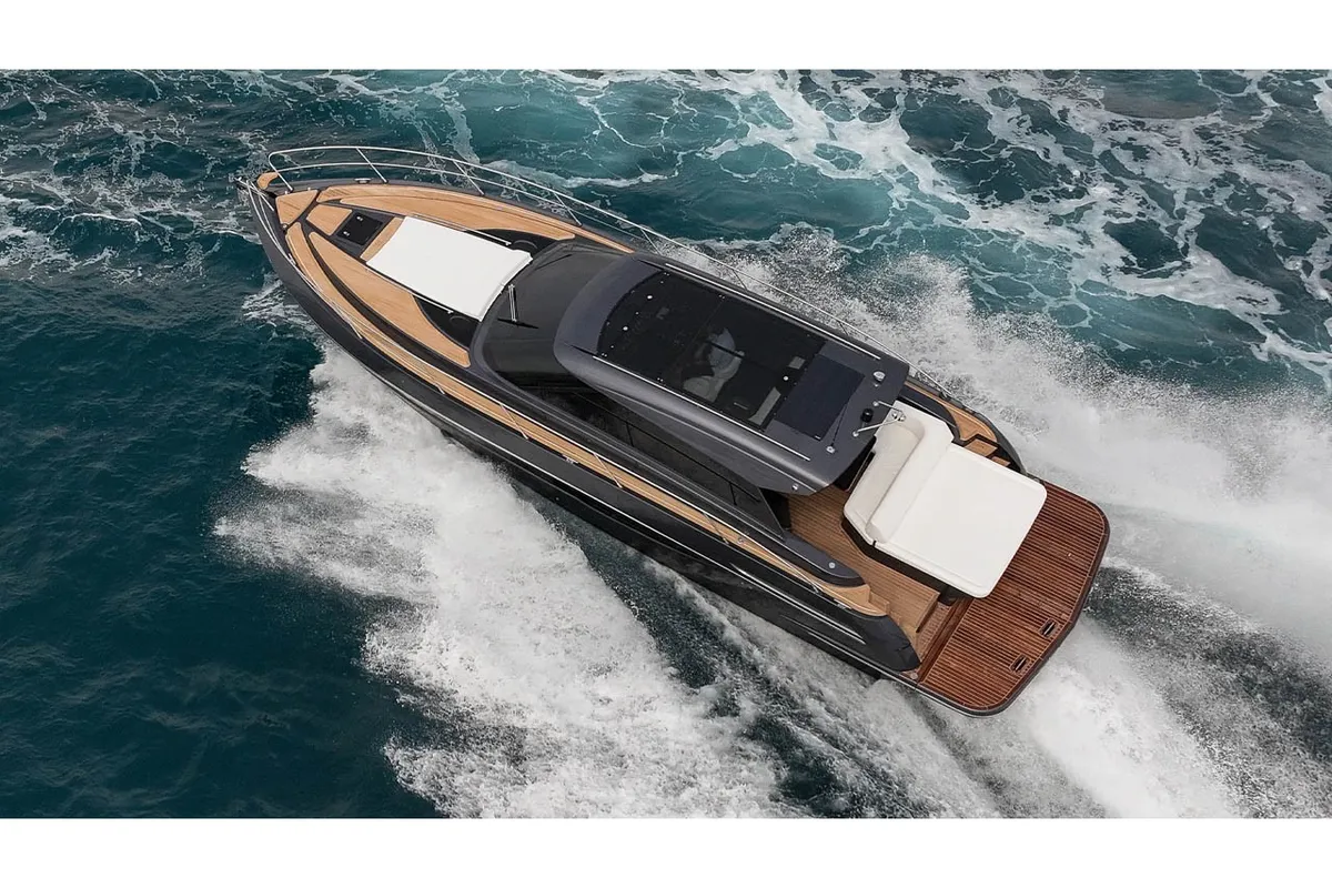 Exterior view of Focus Power 44, a motor yacht at Sukošan, Croatia