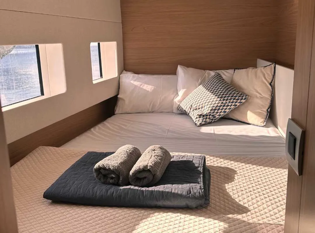 Cabin on Northcat 38, a Bali Catsmart catamaran at Sipias Municipal Unit, Greece