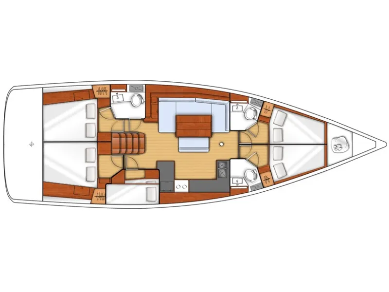 Floor plan of Oceanis 48 Classic, a Beneteau Oceanis 48 sailboat at Cannigione, Italy