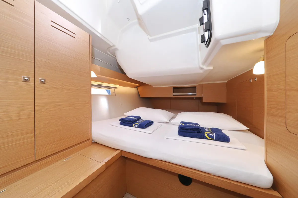Cabin on Adriatic Office, a Dufour 430 GL sailboat at Grad Trogir, Croatia