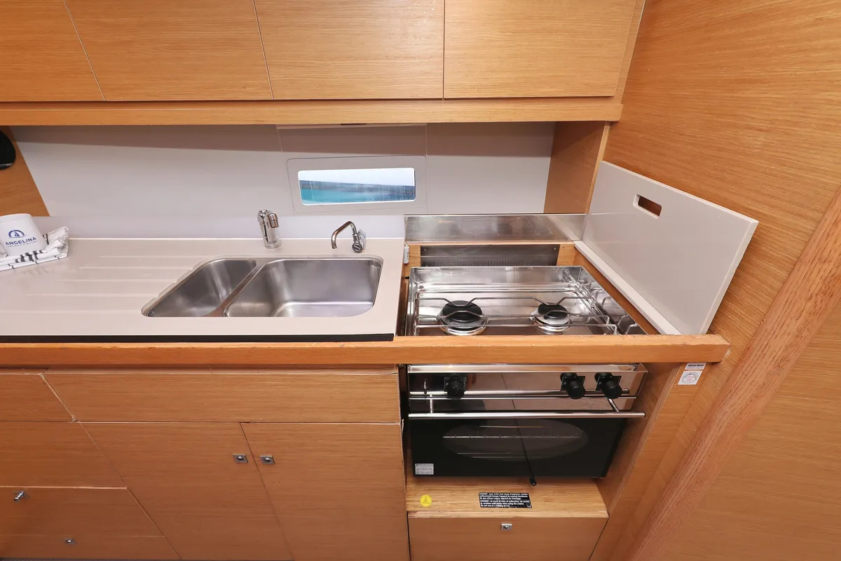 Galley of Adriatic Office, a Dufour 430 GL sailboat at Grad Trogir, Croatia