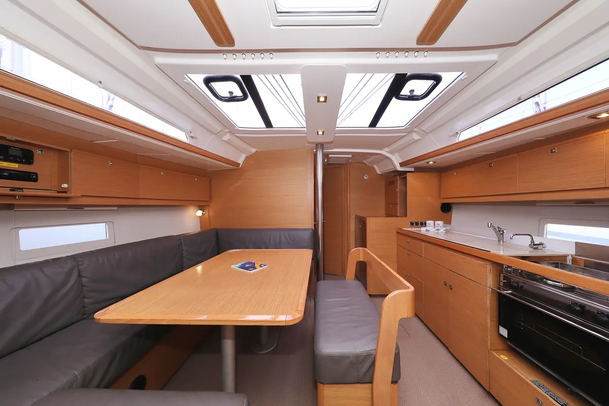 Salon of Adriatic Office, a Dufour 430 GL sailboat at Grad Trogir, Croatia