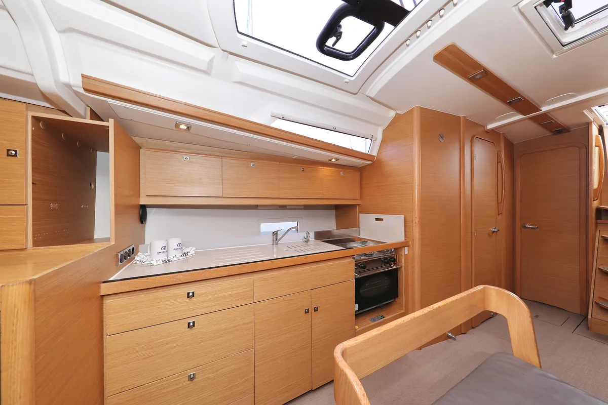 Galley of Adriatic Office, a Dufour 430 GL sailboat at Grad Trogir, Croatia