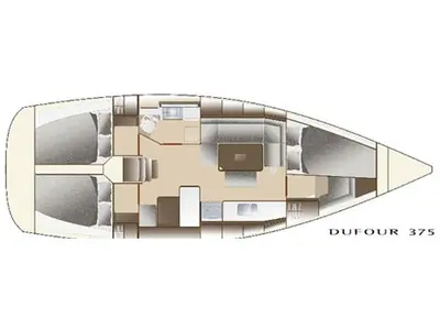 Floor plan of Chifoumi, a Dufour 375 Grand Large sailboat at Kerners, France