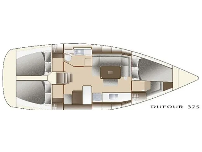 Floor plan of Chifoumi, a Dufour 375 Grand Large sailboat at Kerners, France
