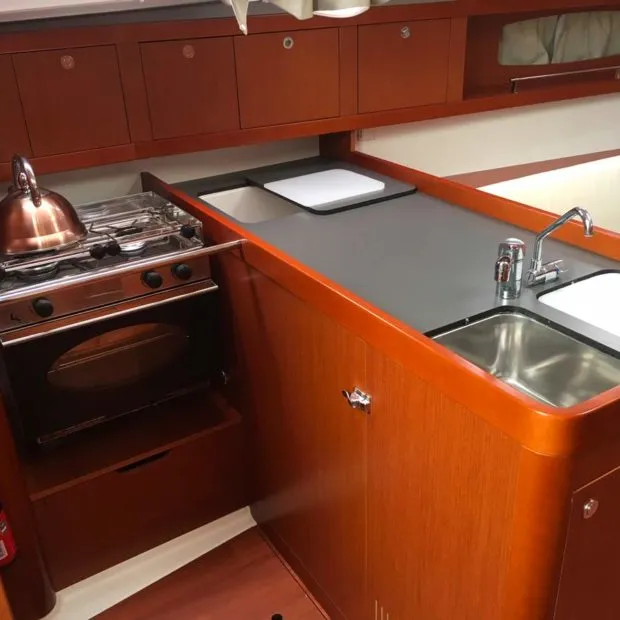 Galley of Chifoumi, a Dufour 375 Grand Large sailboat at Kerners, France