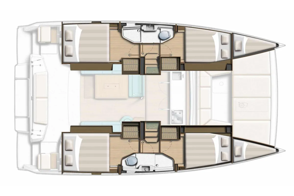 Floor plan of Mareluna (Pax 10), a Bali Catsmart catamaran at Municipal Unit of Lefkada, Greece