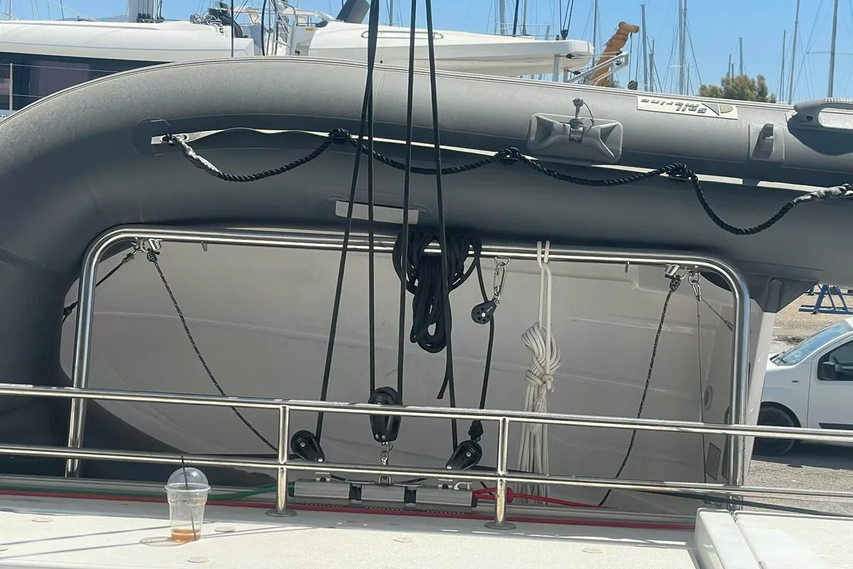 Salon of Mareluna (Pax 10), a Bali Catsmart catamaran at Municipal Unit of Lefkada, Greece