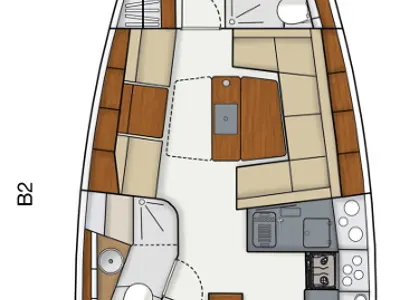 Cockpit of Vega, a Hanse 415 sailboat at Općina Sukošan, Croatia