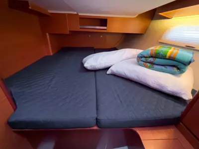Cabin on Cuir Noir, a Dufour 390 Grand Large sailboat at Bocca di Magra, Italy