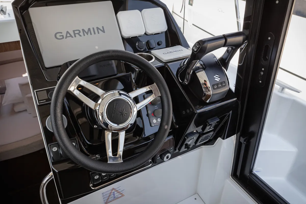 Cockpit of Shearwater, a Jeanneau Merry Fisher 895 Offshore motorboat at Primošten, Croatia