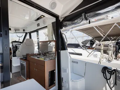Galley of Shearwater, a Jeanneau Merry Fisher 895 Offshore motorboat at Primošten, Croatia
