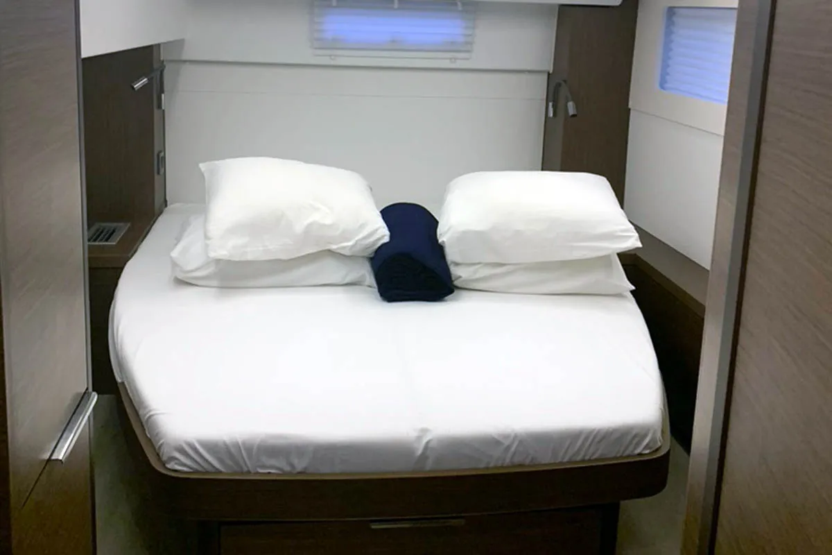 Cabin on Hygge of Denmark, a Lagoon 46 catamaran at Roche Caiman, Seychelles