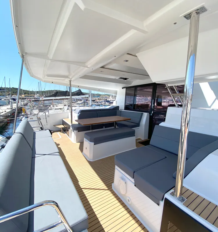Deck of ION, a Fountaine Pajot Astréa 42 catamaran at Municipal Unit of Kranidi, Greece