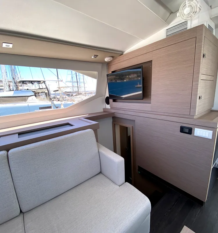 Salon of ION, a Fountaine Pajot Astréa 42 catamaran at Municipal Unit of Kranidi, Greece