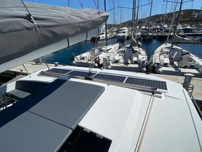Deck of ION, a Fountaine Pajot Astréa 42 catamaran at Municipal Unit of Kranidi, Greece
