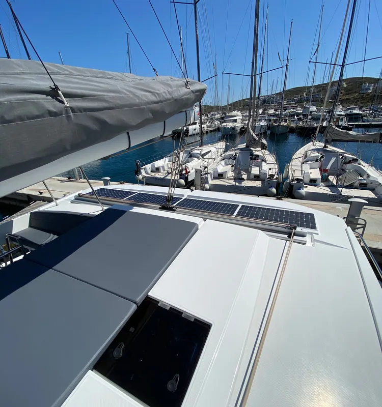 Deck of ION, a Fountaine Pajot Astréa 42 catamaran at Municipal Unit of Kranidi, Greece