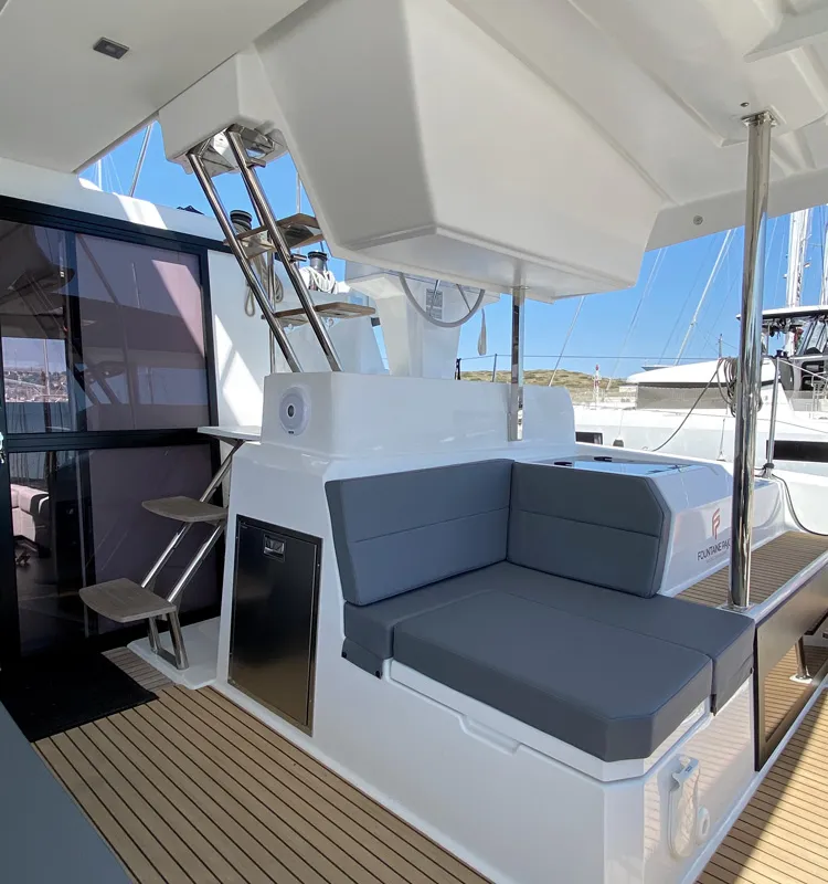Deck of ION, a Fountaine Pajot Astréa 42 catamaran at Municipal Unit of Kranidi, Greece
