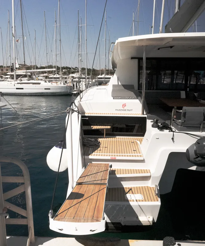 Deck of ION, a Fountaine Pajot Astréa 42 catamaran at Municipal Unit of Kranidi, Greece