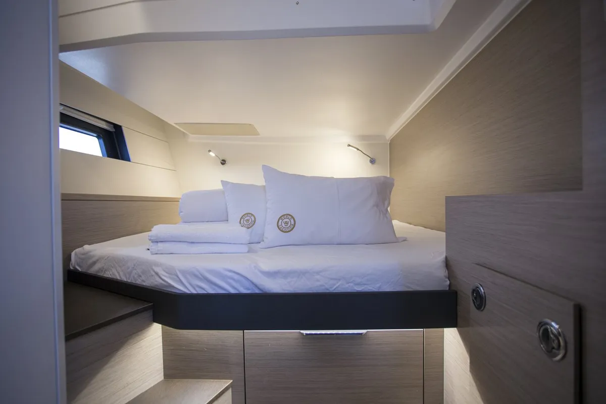 Cabin on White Pearl, a Hanse 460 sailboat at Grad Šibenik, Croatia