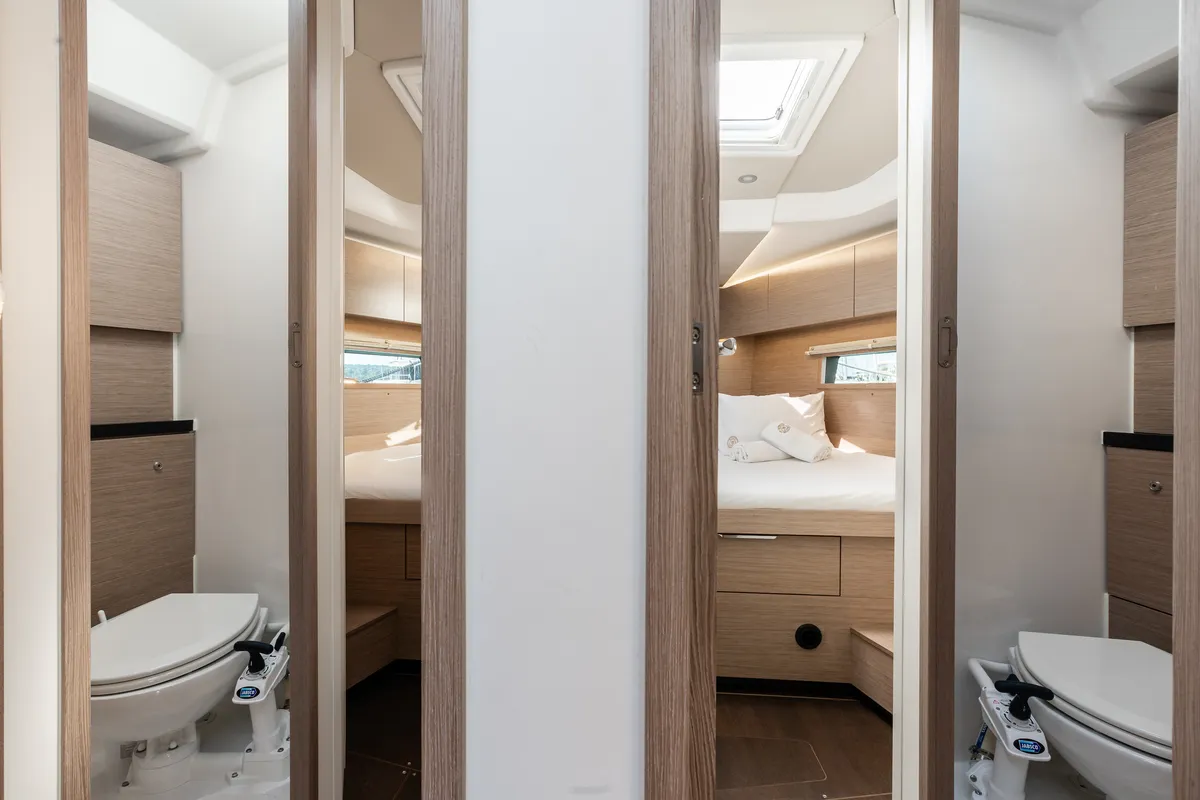 Cabin on White Pearl, a Hanse 460 sailboat at Grad Šibenik, Croatia