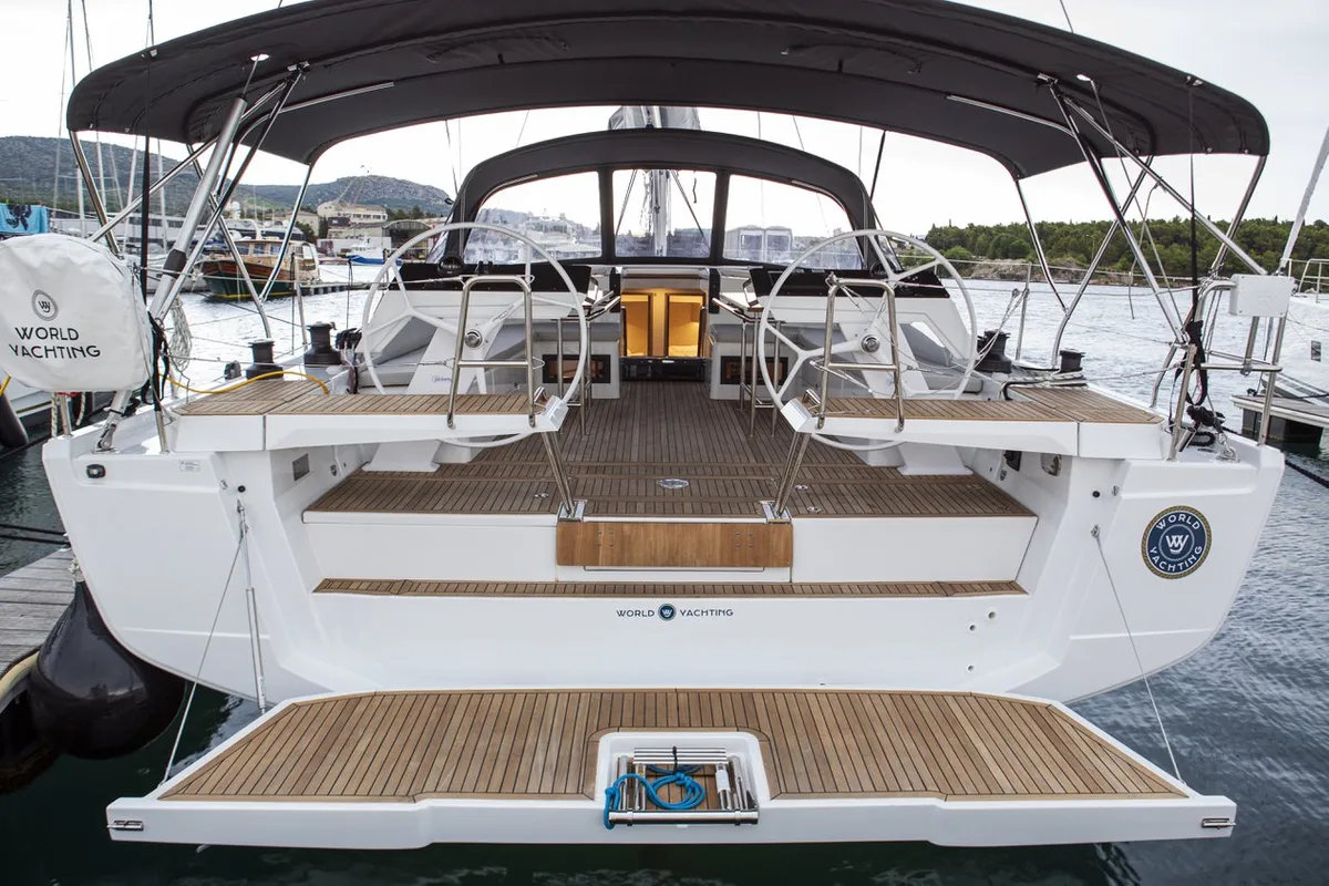 Exterior view of White Pearl, a Hanse 460 sailboat at Grad Šibenik, Croatia