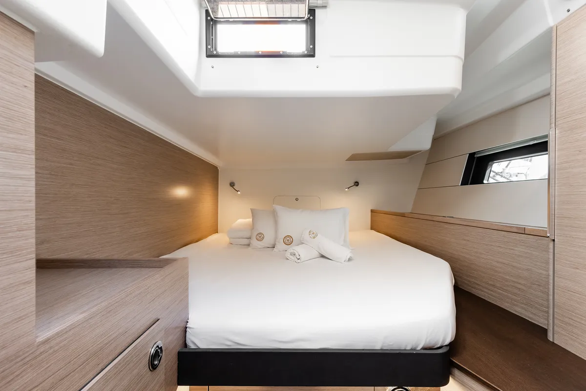 Cabin on White Pearl, a Hanse 460 sailboat at Grad Šibenik, Croatia