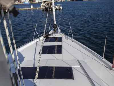 Deck of White Pearl, a Hanse 460 sailboat at Grad Šibenik, Croatia