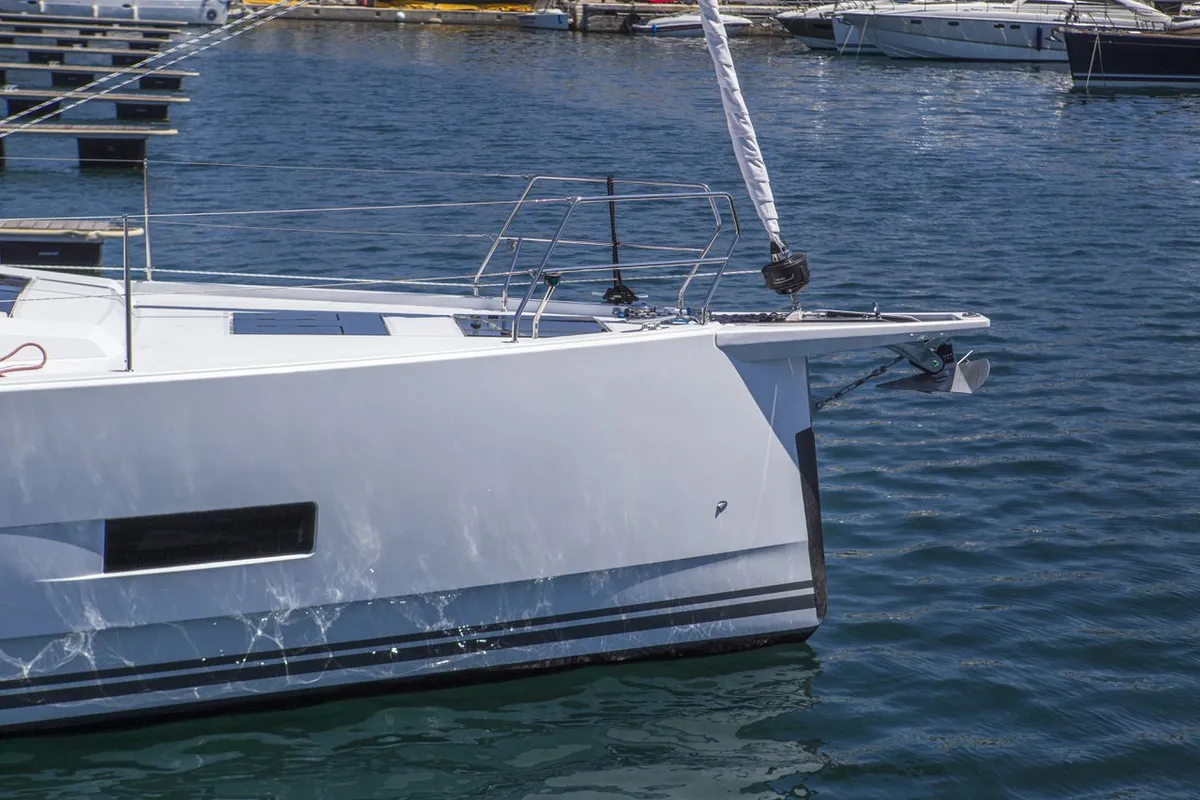 Exterior view of White Pearl, a Hanse 460 sailboat at Grad Šibenik, Croatia