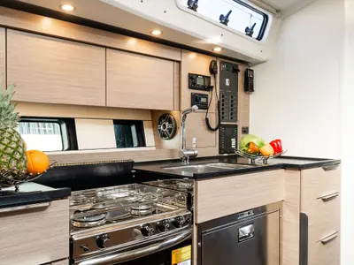 Galley of White Pearl, a Hanse 460 sailboat at Grad Šibenik, Croatia