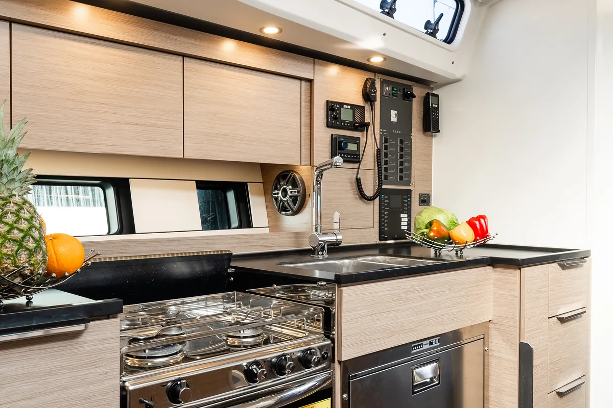 Galley of White Pearl, a Hanse 460 sailboat at Grad Šibenik, Croatia