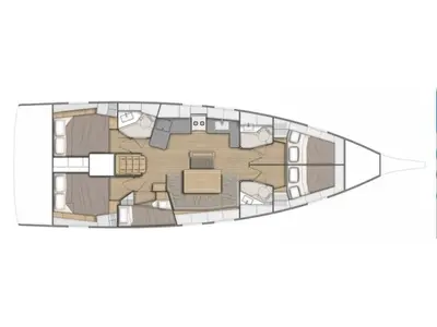 Floor plan of Vela Loca, a Beneteau Oceanis 46.1 sailboat at Tonnarella, Italy
