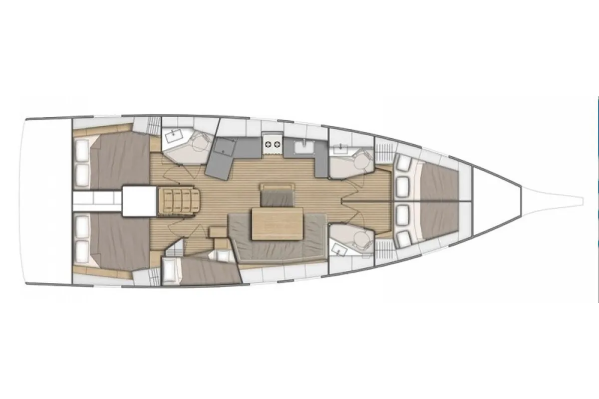 Floor plan of Vela Loca, a Beneteau Oceanis 46.1 sailboat at Tonnarella, Italy