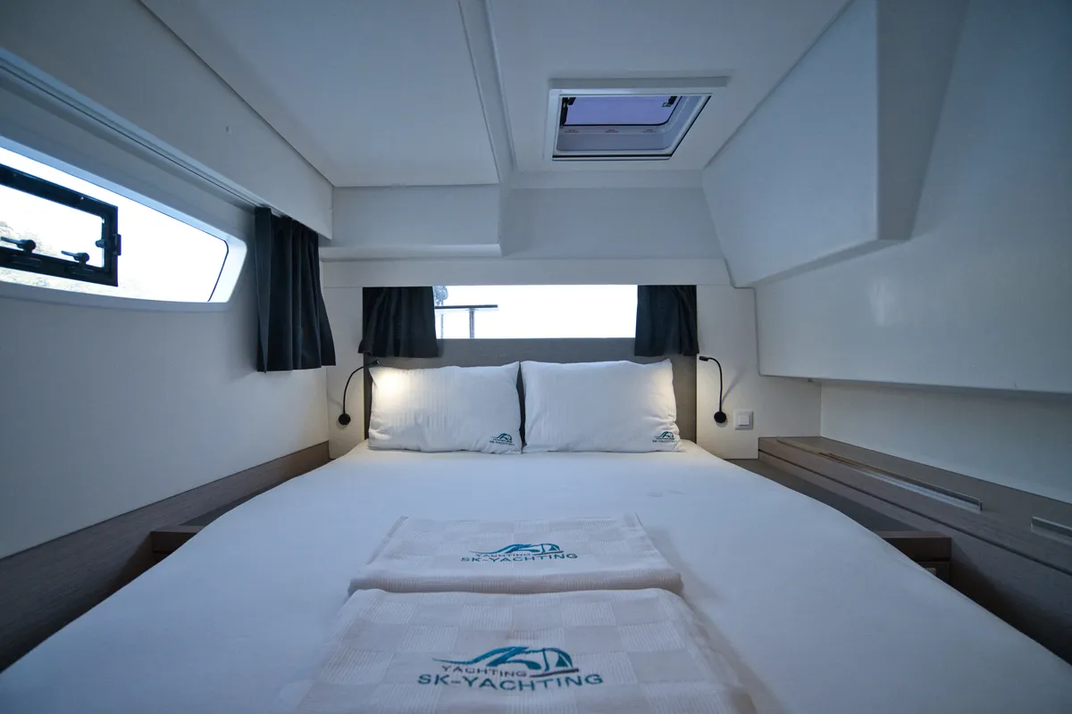 Cabin on Sky Ada II, a Fountaine Pajot Saona 47 catamaran at Marmaris, Turkey