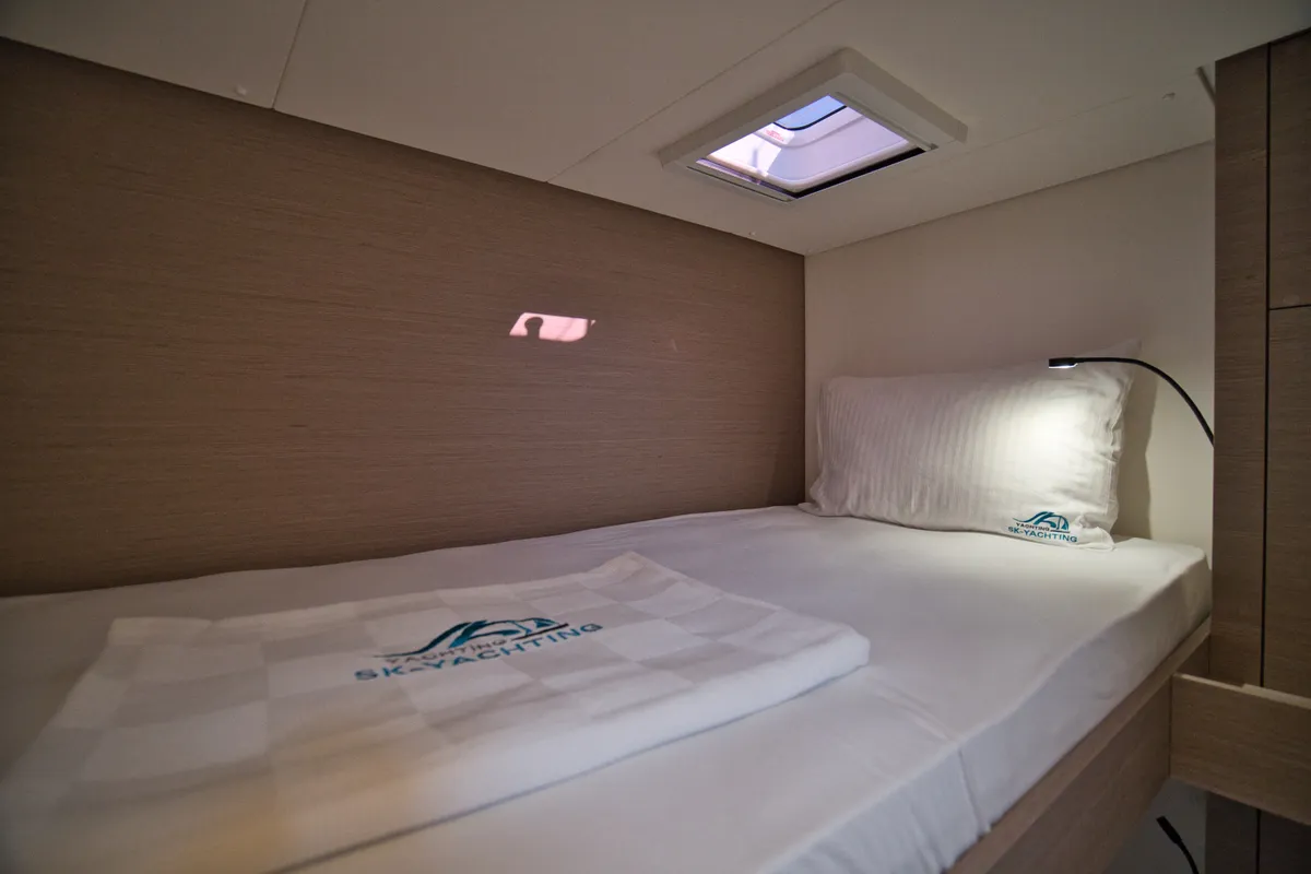 Cabin on Sky Ada II, a Fountaine Pajot Saona 47 catamaran at Marmaris, Turkey