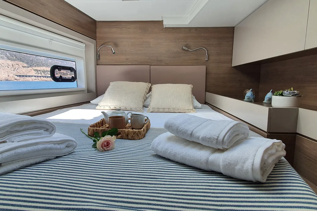 Cabin on DISFRUTON, a Bali 4.6 catamaran at Port d'Andratx, Spain