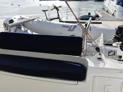 Deck of STAR III, a Excess 11 catamaran at Alameda, United States