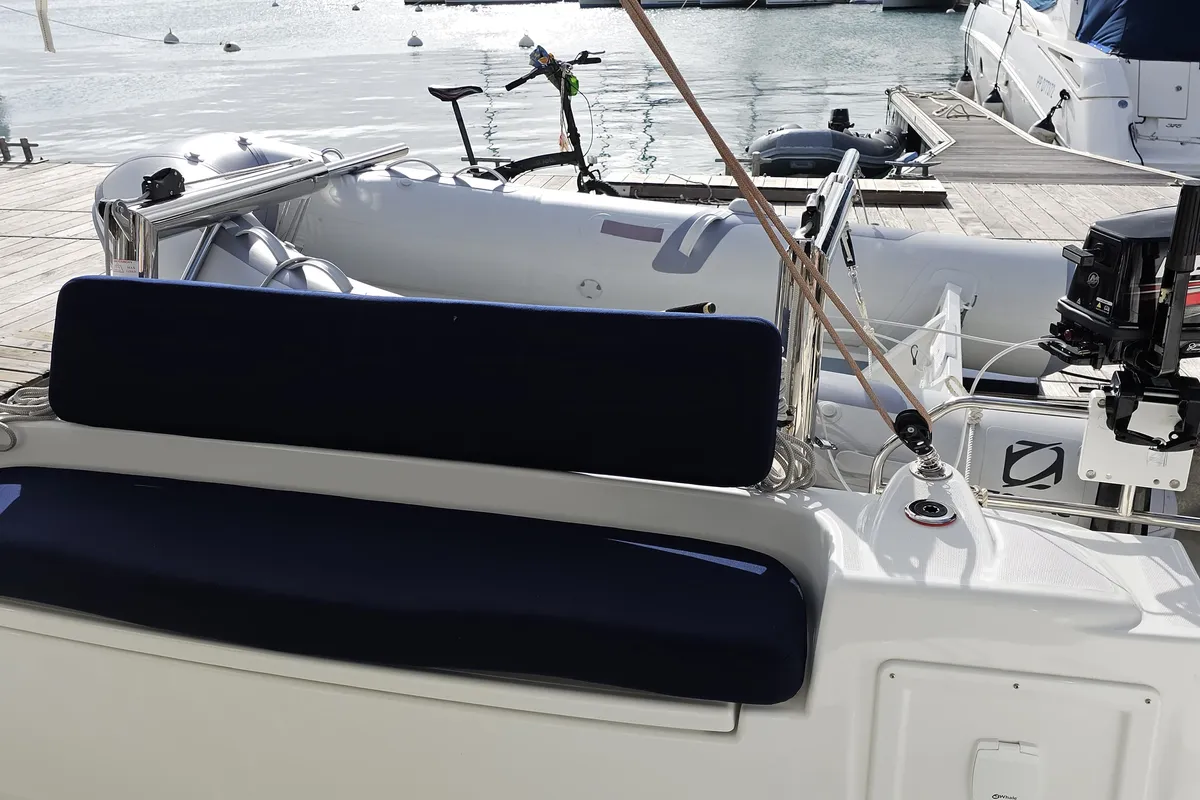 Deck of STAR III, a Excess 11 catamaran at Alameda, United States