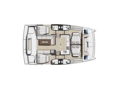Floor plan of Fika, a Bali Catspace catamaran at Nettuno, Italy