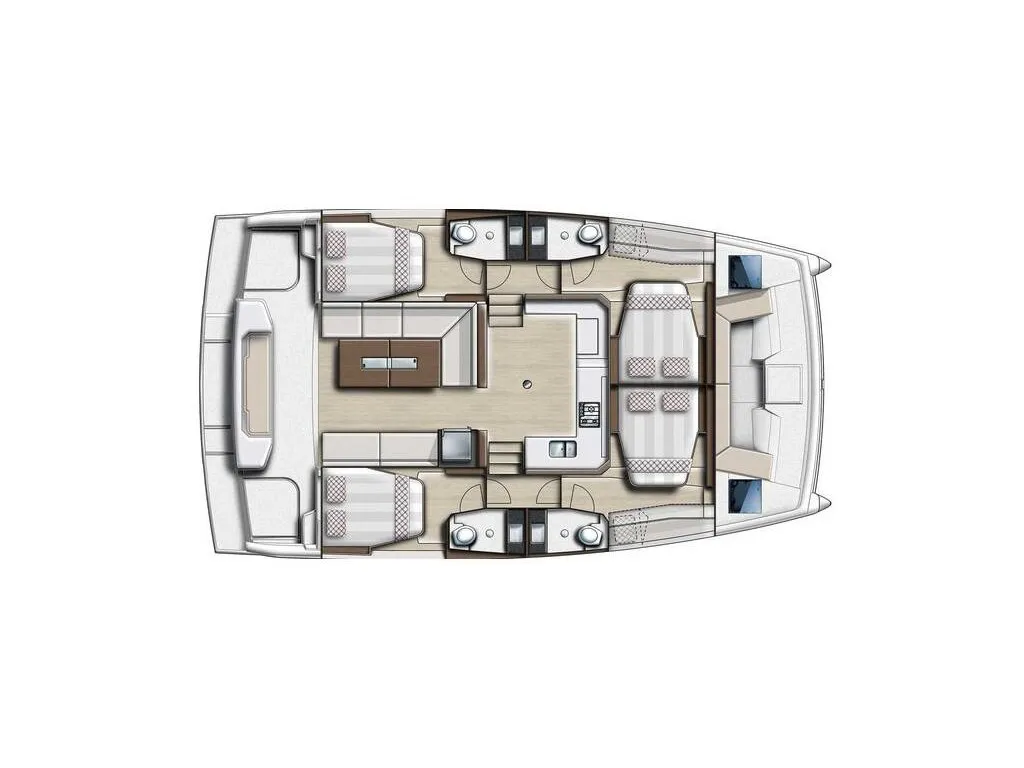 Floor plan of Fika, a Bali Catspace catamaran at Nettuno, Italy