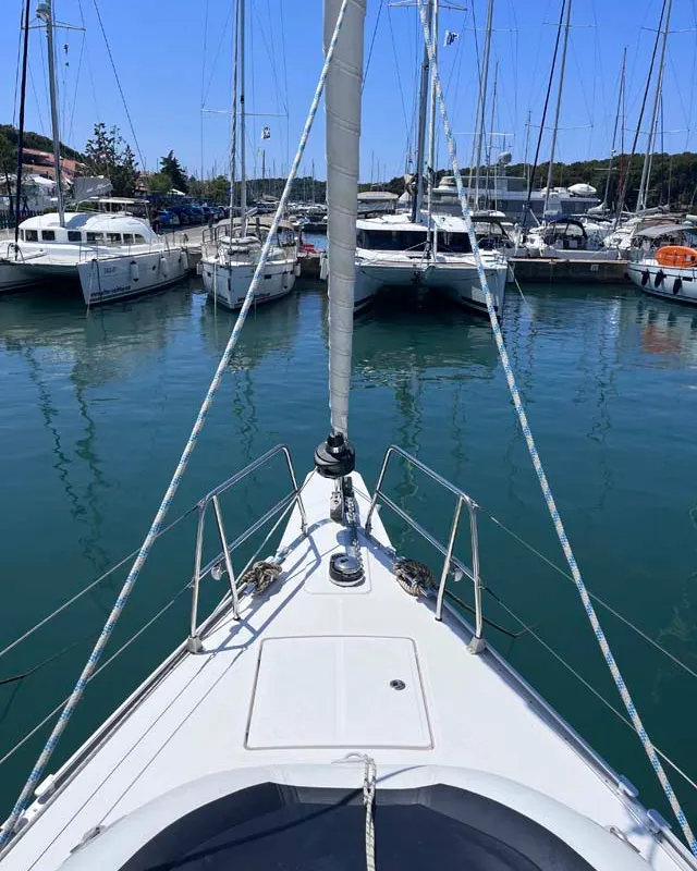 Deck of Tesorino, a Bavaria Cruiser 46 Style sailboat at Grad Pula, Croatia